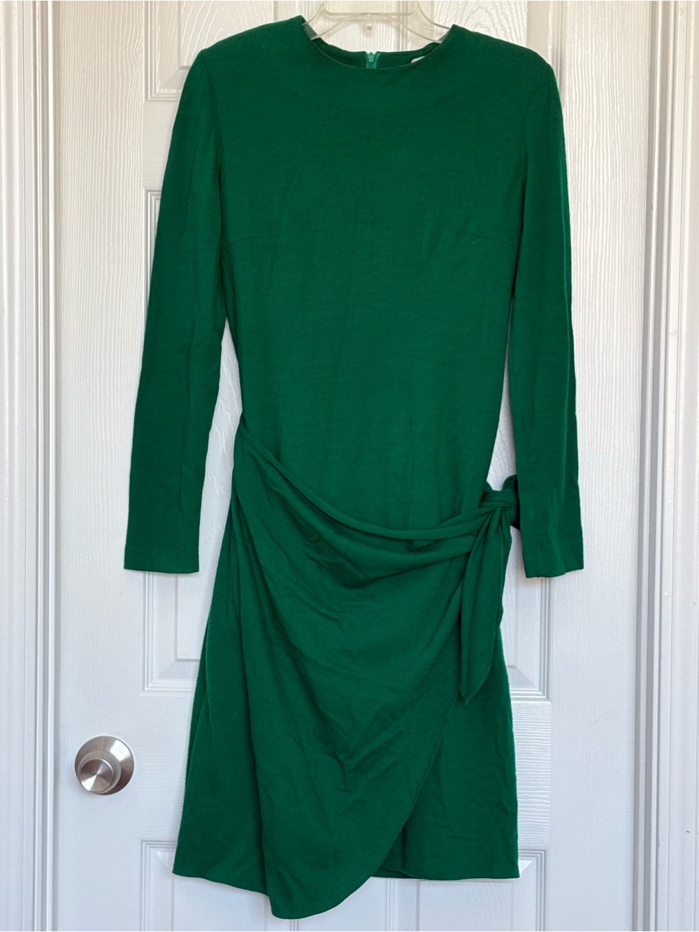 Vintage Diane von Furstenberg emerald green wool wrap dress sz 14 (sz S) flawed